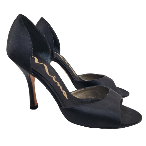 Nina Shoes - Nina Black Luster Satin Womens Heels Size 7.5M